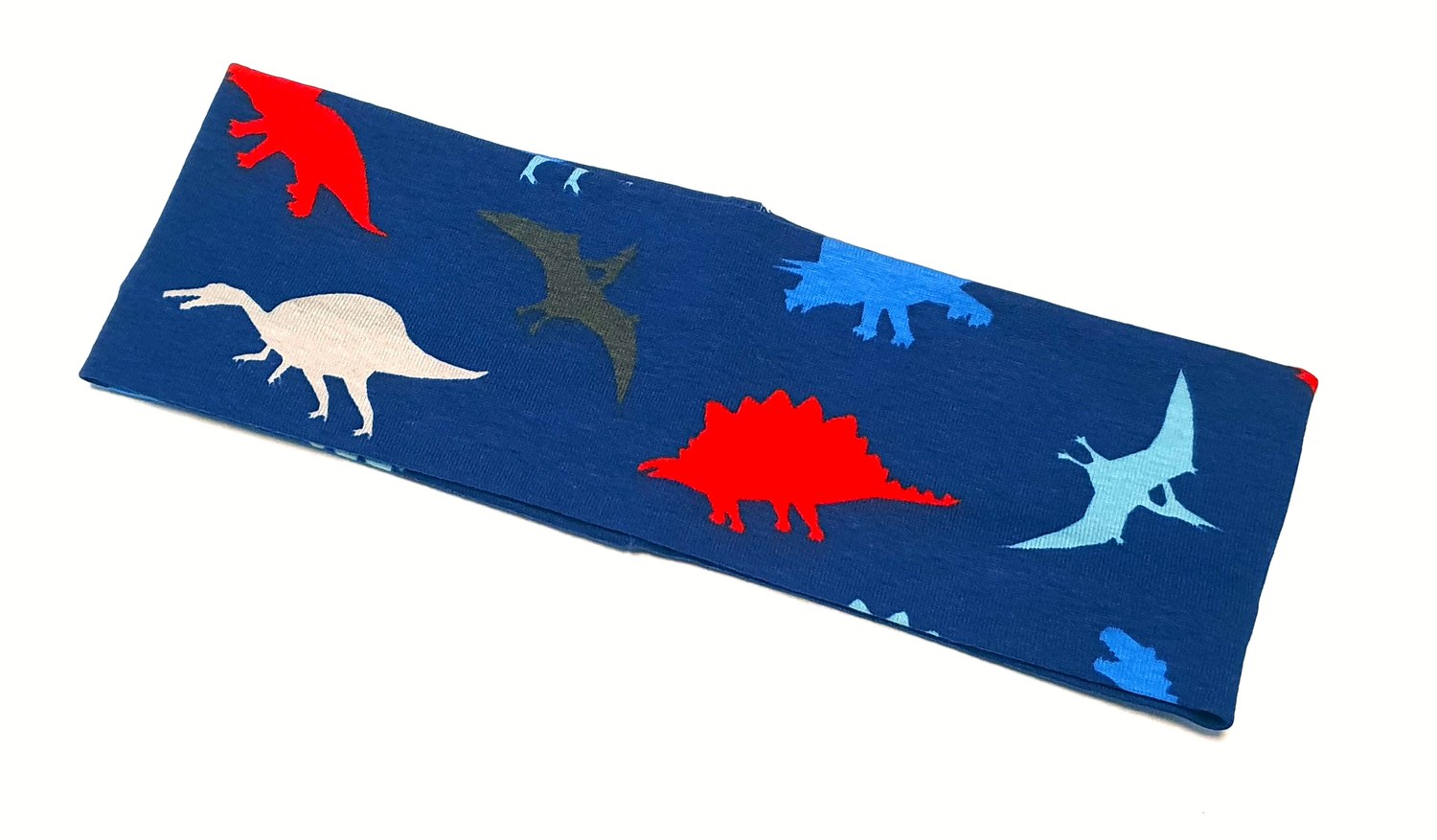Blaues Stirnband mit Dinosauriern